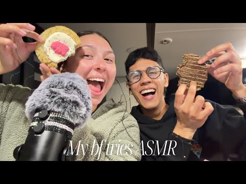 MY BF TRIES ASMR (crumbl cookies)🍪