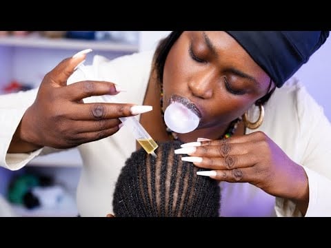 Super Focused Long Nails Scalp Scratching on cornrow, Whispered Scalp Massage ASMR
