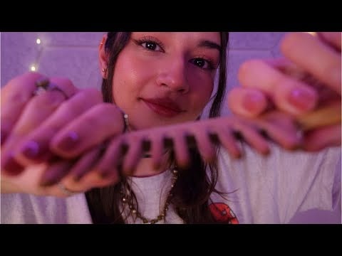 ASMR Gentle Camera Combing with Mouth Sounds