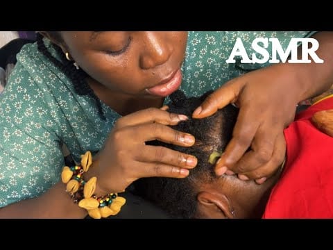 ASMR✨Soft Whispers Scalp Scratching on 4c Hair+ Hand picking hair crust, Hair parting | Head Massage