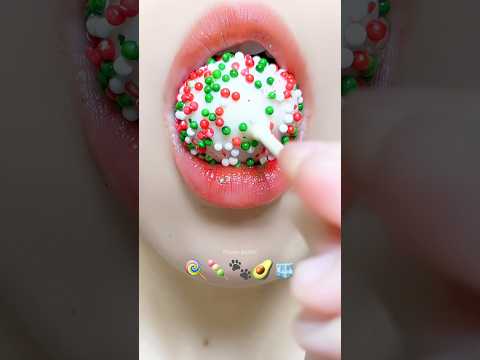 Asmr Eating Gummy Ball Chocolate Kohakuto Emoji Food 🥑🐾🧊 #meoasmr #mukbang #satisfying