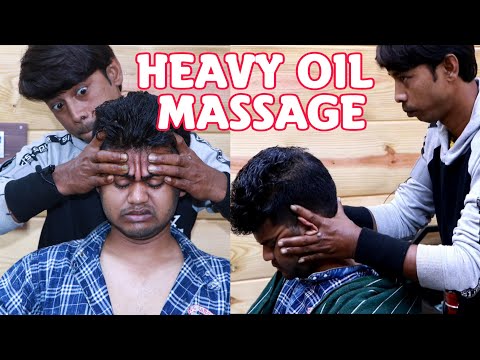 ASMR Heavy oil head scratching tingles massage | deep pressure shoulder massage by abhi barber