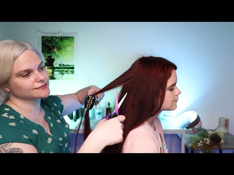 A Real Person ASMR Haircut, Hair Drying & Hair Crimping