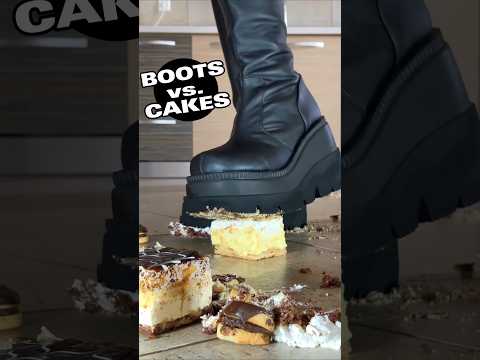 Boots vs. Cake Battalion! Oddly Satisfying Soft Food Crushing! ASMR