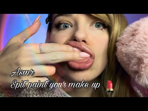 ASMR - Spit painting / Spit paint your make up / Visible spit / Wishpering /