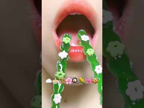 Asmr Eating Wax Candy Chocolate Gummy Marshmallow Tanghulu Jelly Emoji Food 🥨🎀🌽#meoasmr