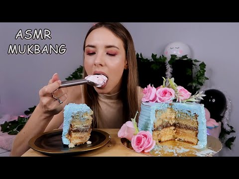 ASMR MUKBANG - BOLO DE ANIVERSÁRIO COM SORVETE (happy birthday to me 🎂)