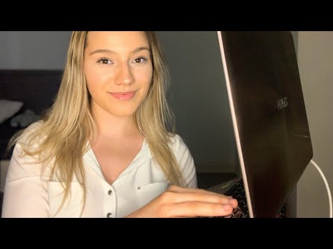 ASMR ROLEPLAY | Hotel Receptionist | Soft spoken, keyboard typing, gum chewing |