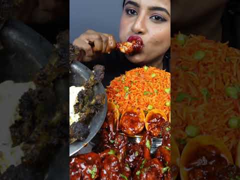 ASMR Eating Spicy Dragon Chicken Masala,Chicken Curry,Naan,Rice Big Bites ASMR Eating Mukbang