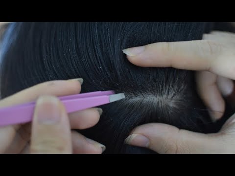 ASMR Hair Plucking, Hair Parting, Hair Treatment On Real Person For Stress Relief