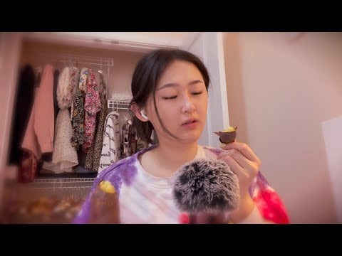 ASMR 🍠 eating japanese sweet potato (mouth sounds, inaudible whispers)