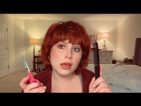 ASMR Santa’s Elf get a Haircut 🎅🏻✂️🍓(roleplay, brushing, scissor sounds)