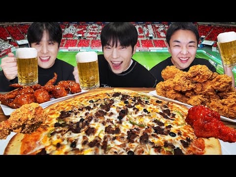 ASMR MUKBANG | 직접 만든 양념 치킨 레시피 & 짜파게티 디저트 먹방 & FRIED CHICKEN RECIPE DESSERT