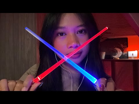 asmr focus and look at the lightsabers — tongue clicking, mouthsounds, repetitive words