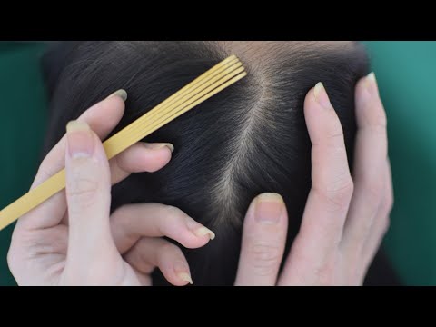 ASMR Scalp Scratching Using Wooden Tools For Relaxation And Meditation