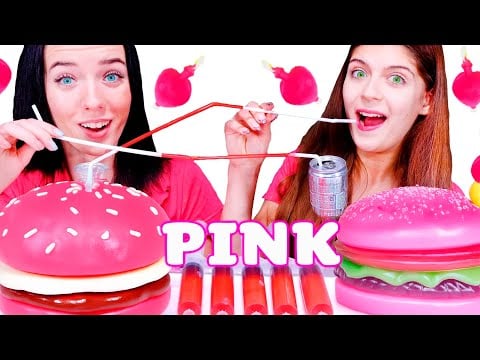 ASMR Pink Candy Party Eating Only One Color Food Mukbang | Best Compilation