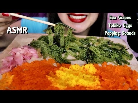 ASMR Crunchy Eating SOunds Sea Grapes + Tobiko Eggs