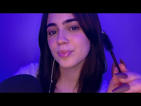 ASMR| Touching Your Face Until You Fall Asleep ✨Brush •Lipgloss •Tapping•Spoolie • Glass Dropper✨