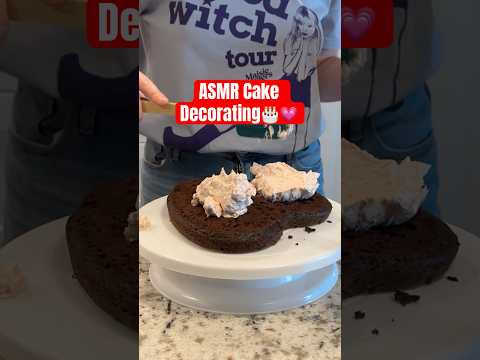 ASMR Filling and crumb coating Valentine’s day Cake #asmr #valentinesday #bakingasmr