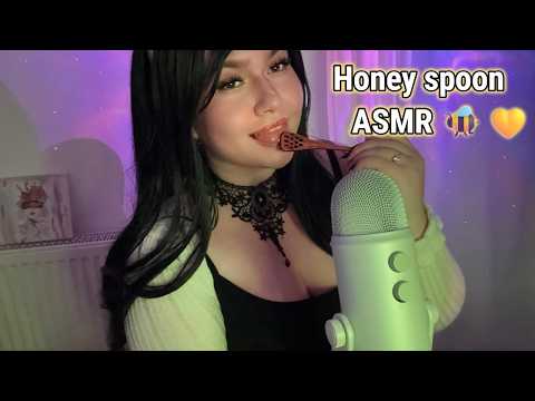Honey spoon ASMR 🐝💛 Crisp Mouth Sounds