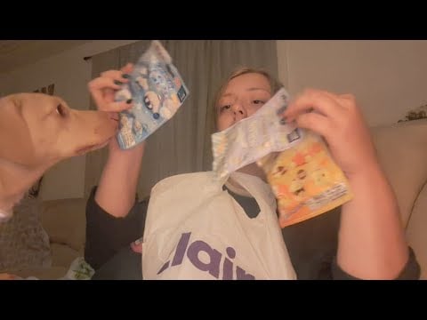 ASMR-Claire's Haul & Opening Sanrio Mystery Bags-5 for $10-Rambling Whispering Tapping Mouth Sounds
