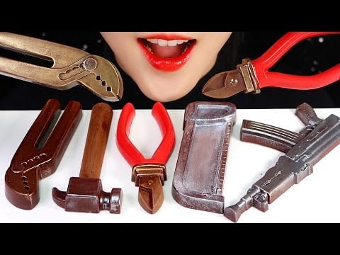 EDIBLE TOOLS ASMR EDIBLE GUN ASMR TOOL CHOCOLATE ASMR CHOCOLATE GUN ASMR