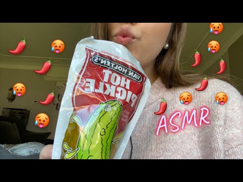 ASMR | eating a hot & spicy pickle 🥵🌶