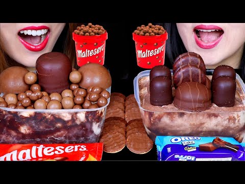 ASMR BIG CHOCOLATE ICE CREAM SUNDAE (MALTESERS, CARAMEL MARSHMALLOW, CHOCO BALLS, OREO, CREAM PIE 먹방