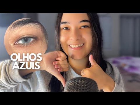 ASMR 👁️ PROVANDO LENTE DE CONTATO AZUL (com sons de água)