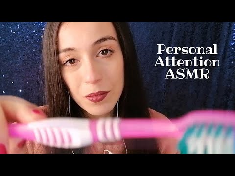 TI PREPARO PER ANDARE A DORMIRE⭐️PERSONAL ATTENTION (teeth brushing, hair drying, skincare)/ASMR ITA