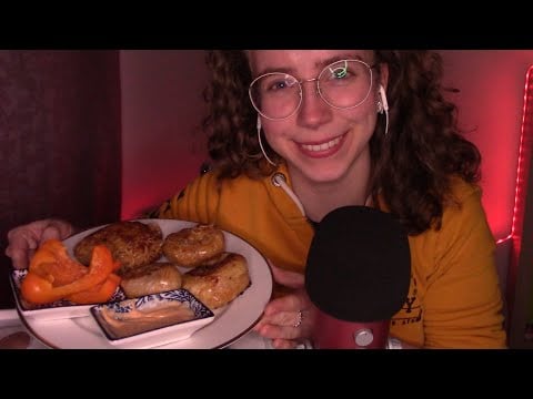 ASMR Mukbang 🍜 🧡 Cheesy Spicy Noodle Rolls & Whispering