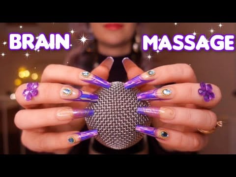 ASMR BRAIN Massage 🌟 Mic Scratching with No Cover, Sponge Triggers 🌟 Delicious 🤤 Crunchy No Talking