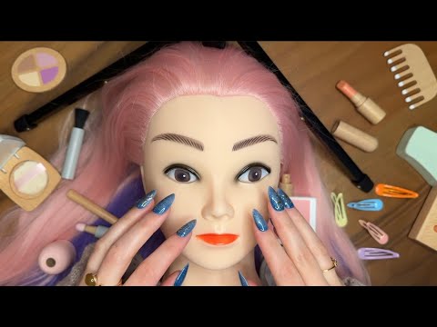 ASMR Doing Wooden Makeup on Mannequin (Whispered)