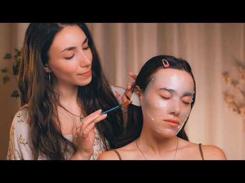 ASMR Real Person Face Care & Back Massage 💆🏻‍♀️ Head Massage & Hair Play for Deep Sleep