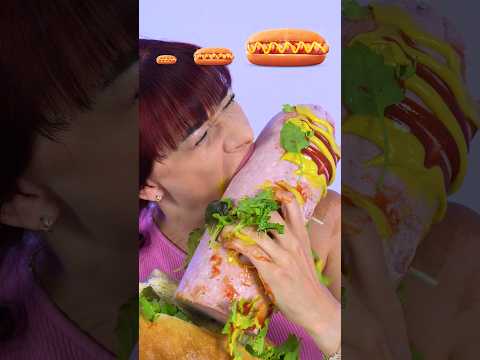 ASMR Big, Medium, Small Hot Dog Eating #shorts