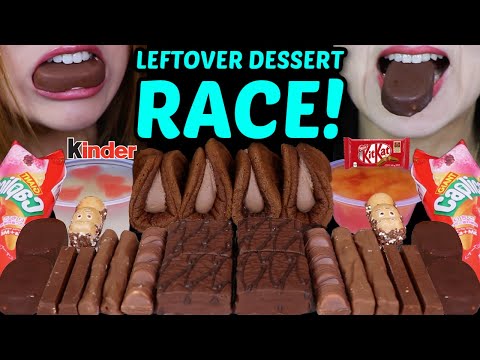 ASMR LEFTOVER DESSERT RACE! TICO ICE CREAM, CADBURY, CHOCOLATE CREAM TACOS, KINDER, KITKAT, JELLY 먹방