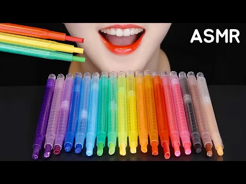 ASMR EDIBLE COLOR PENCILS ASMR SCHOOL SUPPLIES MUKBANG NO TALKING