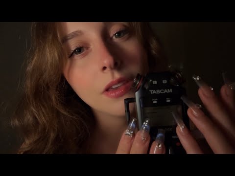 ASMR requested TASCAM tingles (word battle, mic scratches, layered mouth sounds)