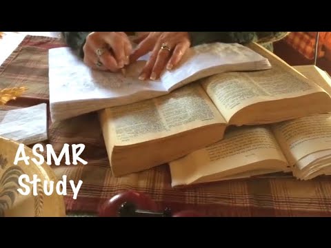 ASMR Page turning, writing, studying vocabulary  (Occasional unintelligible whispers) crinkly pages