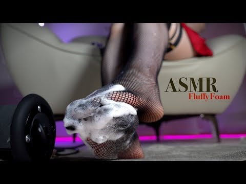 4K/ASMR｜網タイツ×モコモコ泡でお耳をふわふわ包み込む足裏マッサージ｜睡眠導入/声なし/Triggers for sleep/Relaxation/scratching/tapping/3Dio