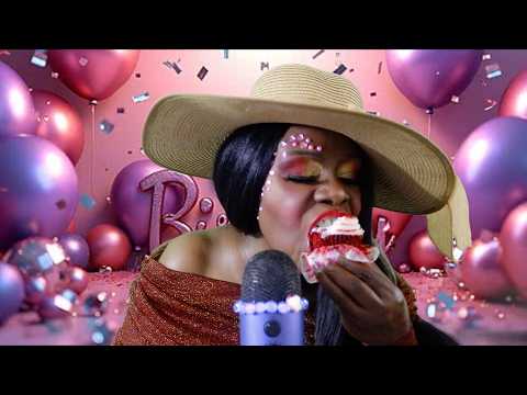 It's My BIRTHDAY! Red Velvet Cupcake ASMR Eating Sounds