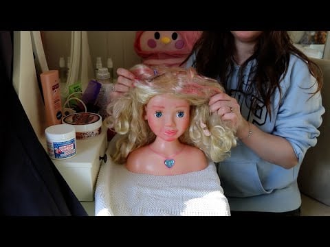 ASMR Whisper Second-Hand Doll Rescue | Hair Styling Head Doll | Cleaning & Hair Brushing Makeover