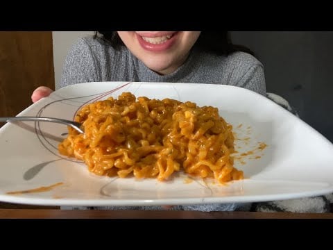 SUPER CHEESY CARBONARA FIRE NOODLES ASMR *NO WATER* *NO TALKING*