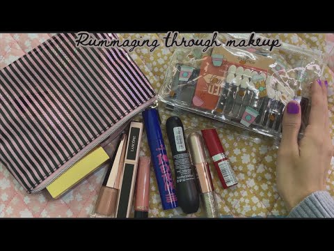 ASMR Rummaging Through Makeup Bag ~ rummage sounds two bags. 4K video
