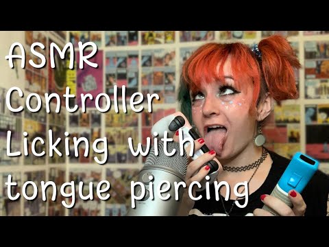 #ASMR Controller Licking with Tongue Piercing