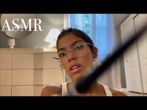 Ambers ASMR: cleaning up your eyebrows + light makeup [Role-play]￼ tweezer & scissor sounds ✂️