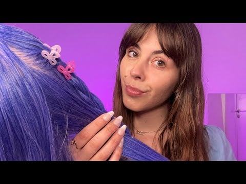 ASMR Playing With Your Hair In The Back Of Class Roleplay 💜 (brushing, braiding, hair clipping)