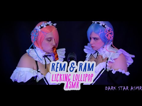 ♠• АСМР БЛИЗНЯШКИ РЕМ И РАМ ДЕЛАЮТ ЛИКИНГ 👅 ЛЕДЕНЦА 🍭 | ASMR REM & RAM TWIN LICKING LOLLIPOP 🍡 •♠
