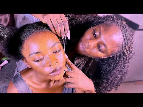 Asmr ear massage, ear cleaning, face Nitpicking and eyebrow scratching, ear ticking for deep calm