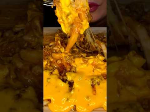 Cheesy Chili Fries #asmr #food #mouthsounds #fries